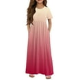 thumbnail image 3 of Girls Summer Sundress Short Sleeve Ombre Maxi Dress Soft and Comfortable Casual Long Dress for Kids Perfect for Summer ,Sie:140, 3 of 6
