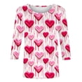 thumbnail image 4 of Inverlee Valentine's Day Shirts for Women Sweet Love Heart Graphic Tees Casual 3/4 Sleeve Blouse Crewneck Going Out T-shirt Tops Spring Clothes for Women 2025, 4 of 5