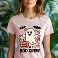 thumbnail image 5 of Boo Crew Shirt | Cute Ghost Graphic Tee with Pumpkin | Unisex Casual T-Shirt, Light Pink, Size 2XL, 5 of 6