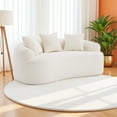 thumbnail image 3 of Loveseat Sofa, 65" Modern Minimalist Curved Loveseat Couch 2 Seat No Assembly Deep Seat Sofa with 3 Pillows for Living Room and Small Spaces, White, 3 of 8