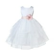 thumbnail image 2 of Ekidsbridal Girl Pageant Flower Girl Dress - White Tiered Organza with Bow Sash 4613T-A (Size: S-12), 2 of 3