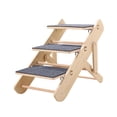thumbnail image 4 of DimyFew Wooden Pet Stair Dog Ladder Portable Creative,Stable Carpeted Pet Ramp 2 in 1,for High Beds Cars for Small Medium Large Dogs 3 steps, 4 of 8