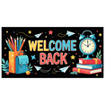 thumbnail image 1 of Space Theme Welcome Back Banner School Backpack and Planets Colorful Backdrop Classroom Decorations Outer Space Party Supplies Photography Props, 1 of 4