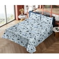thumbnail image 4 of Ambesonne Palm Trees Fitted & Flat Sheet with Shams 4 Pcs Set, Aloha Vibes Tropical, Queen, Pale Blue Charcoal Grey, 4 of 5