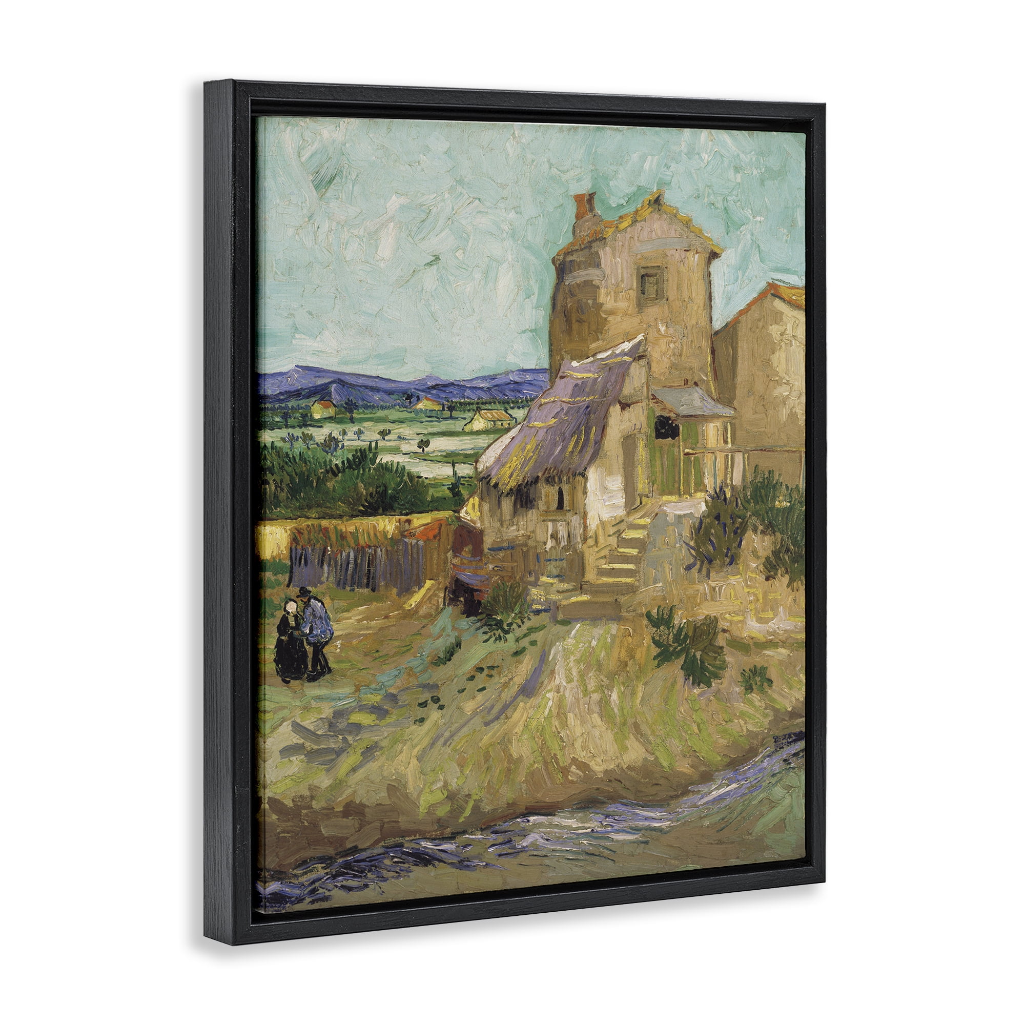 Stupell Industries Van Gogh Old Mill Landscape Landscape & Nature Painting Black Floater Framed Canvas Art Print Wall Art, 17 x 21
