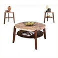 Nadav Round Faux Marble 3 Piece Coffee and End Table Set, Brown