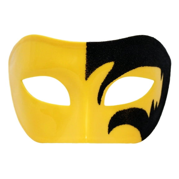 SeasonsTrading Mystic Black Glitter & Yellow Venetian Masquerade Mask