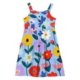 thumbnail image 4 of XUNKUSGA Girls Summer Dresses Casual Floral Boho Square Neck Midi Dress Spaghetti Straps Floral Tiered Sundress Smocked Shirred Party Dress 2-12 Years, 4 of 6