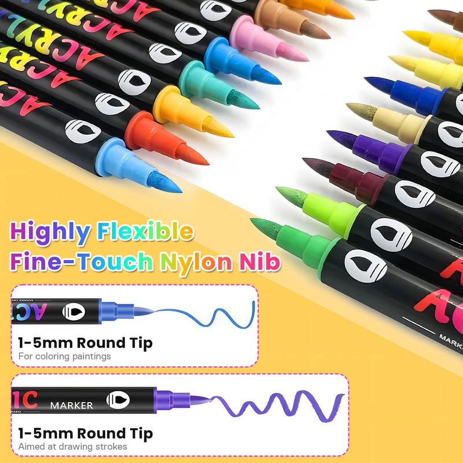 24/48/72 Dual Tip Acrylic Paint Markers Pens Set,Double Ended Drawing Art Pens For Rock,Ceramic,Wood,Canvas,Plastic,Glass,Stone,DIY Crafts Gift.Easter gifts, egg decorations
