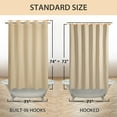 thumbnail image 6 of Fabric Shower Curtain No Hooks & Liner Needed - Soft Waterproof Shower Curtain Washable, Hotel Cloth Shower Curtain with Hooks Built-in, Beige, 71x74 Standard Size, 6 of 6