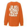 thumbnail image 5 of Arlun,Halloween Chandails pour Femmes Grande Taille Mode à Lettres Imprimées Coupe Ample Col Rond Chandails à Enfiler Chandails Amples Confortables Manches Longues Automne Hiver Entraînement Hauts Sans Capuche Orange3 TG, 5 of 5