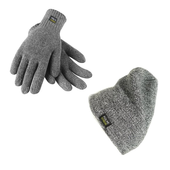 Conjunto de Gorro y Guantes de Invierno de Punto Térmico para Hombre con Forro Polar Polar, Conjunto de Guantes y Gorro de Invierno (Gris)