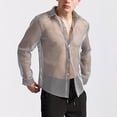thumbnail image 2 of Men's Mesh Hollow Out Long Sleeve Shirt Breathable See Through Casual Summer Top for Daily Wear Mens T-Shirts Summer Lightweight Tee Tops, 2 of 4