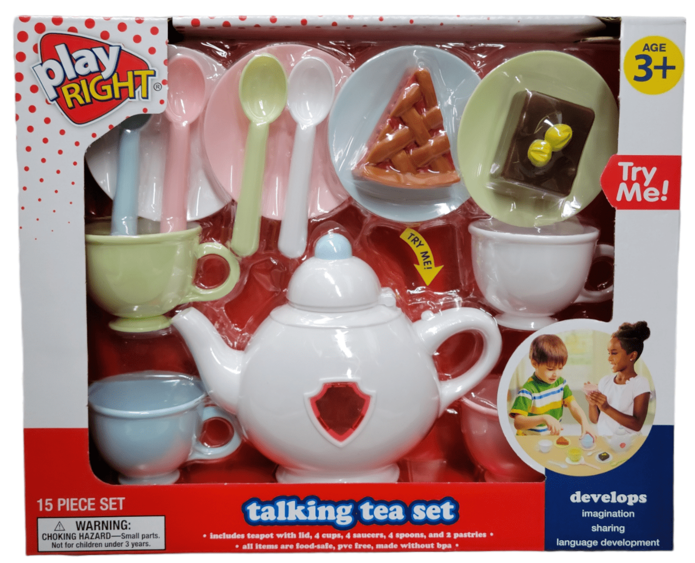 Play Right Talking Tea Set 13 Pieces Ages 3 Lights up Service for 4 for sale online 