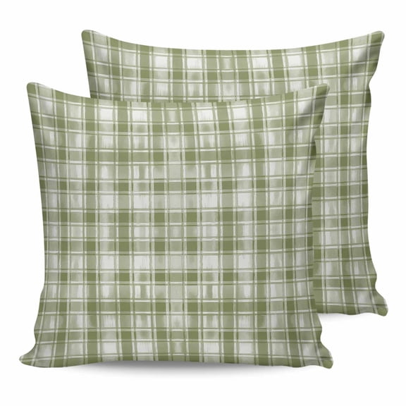 26x26 Pillow Covers Set of 2, Sage Green Plaid Throw Pillow Covers Decorative Couch Cushion Case, Modern Art Checkered Farmhouse Microfiber Square Pillowcases for Bedroom Car Living Room