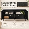 thumbnail image 4 of Atumcto 63" Buffet Storage Cabinet with Carved Floral Doors, 2 Adjustable Shelves, Black, 4 of 9