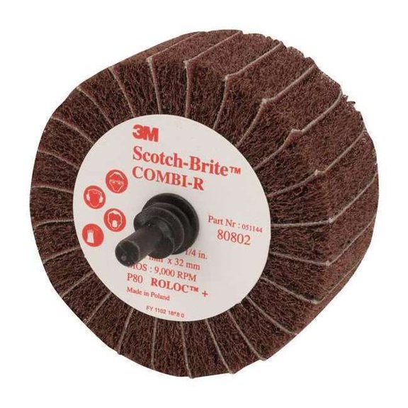Scotch-Brite Flap Wheel, Roloc, Interleaf, 2.5x1.25, 80G FN510079273