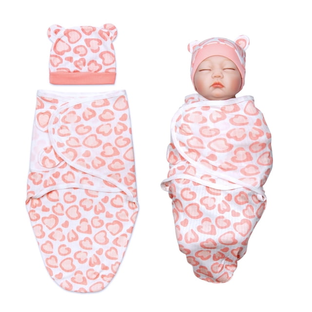 Juego de mantas para envolver a Babyfere Reborn Doll, 43 a 56 cm, con sombrero, color morado