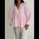 thumbnail image 5 of Tops para Mujer, Informales, con Lazo Frontal, Estilo Babydoll, de Otoño, de Larga, con Cuello en V, Ropa Peplum Rosa XL, 5 of 8