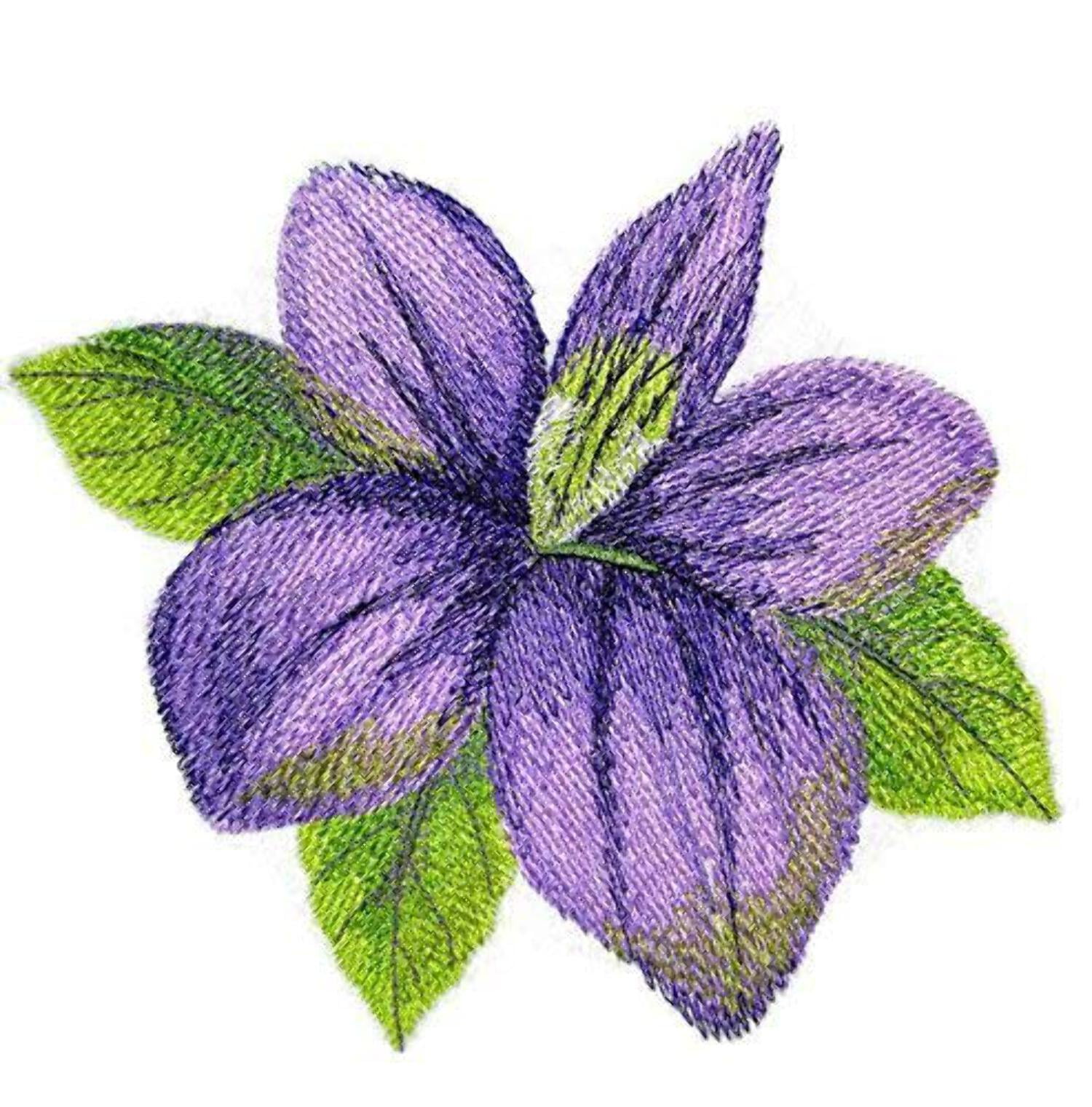 BeyondVision Custom and Unique Water Color Blooms and Butterflies [Watercolor Violet Bloom] Embroidered Iron on/Sew Patch [5.54" 4.86"]