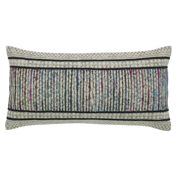 Peppermint Home Vera Embroidery Decorative Throw Pillow Cover, 12"x 24", Natural