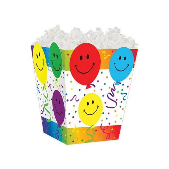 Pack Of 6, Smiley Balloons Sweet Treat Gift Box 4 x 4 x 4.5" For Christmas, Valentine's Day, Birthday & Other Holidays