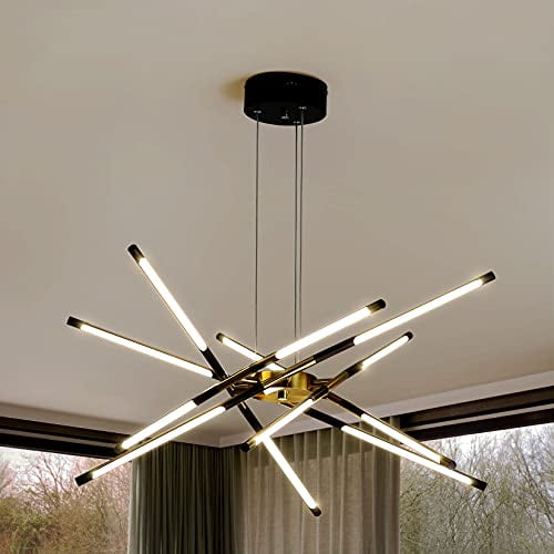 Modern Sputnik Chandeliers Led Chandelier Ceiling Light Gold And Black Easy To Install Embedded Pendant Lights New Art Hanging Lamps For Dining Room Kitchen Bedroom Living 1 Com Modern Sputnik Chandeliers Led, Install Sputnik Chandelier