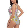 thumbnail image 6 of Daiia Cartoon Owls Women's One Piece Swimsuits Personalized One Shoulder Swimwear Asymmetric Ruffle Bathing Suits-Medium, 6 of 8
