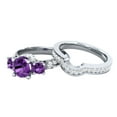 thumbnail image 3 of Bluebell Jewels Wedding Bridal Ring Set 14K White Gold Finish Round Cut Purple Cubic Zirconia, 3 of 4
