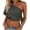 Gray, variant on Women Off Shoulder Crop Tops Summer Sleeveless Backless Drawstring Side Strap Casual Beach Vacation Loose Slim Top, Navy XXL