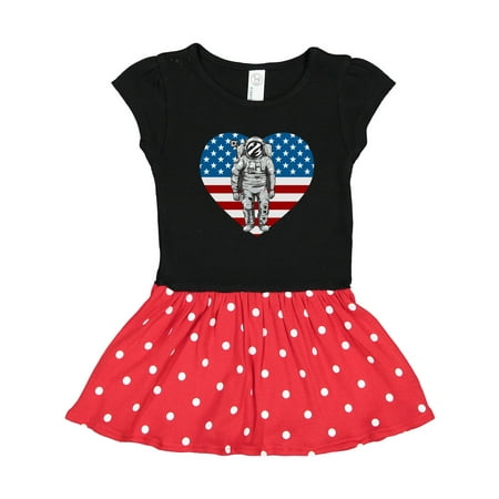 

Inktastic Astronaut Space Travel US Flag Heart Gift Toddler Girl Dress