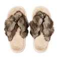 thumbnail image 4 of Ndbuld Slippers Women Split Toe Warm Fiber Slide Sandals Elevated Base Indoor Outdoor Daily Footwear Khaki, 4 of 8