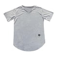 thumbnail image 1 of Camisa informal de manga corta con cuello en V y color liso para hombre, talla grande, 1 of 3