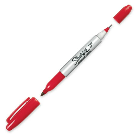 Sharpie Twin-tip Marker - Fine, Ultra Fine Marker Point Type - Red Alcohol Based Ink - 1 Each