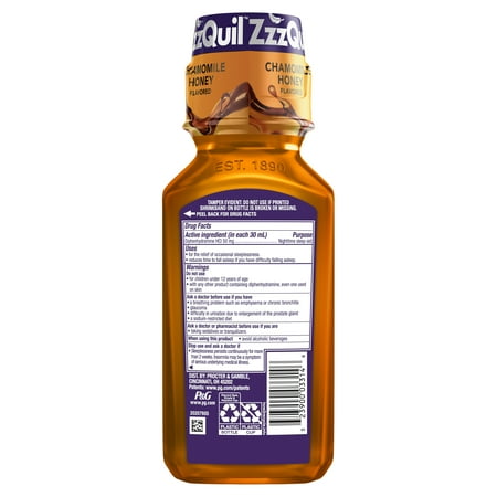 Vicks ZzzQuil Liquid Sleep Aid, Non-Habit Forming, Chamomile Honey, 12 fl oz