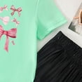 thumbnail image 4 of Cethrio Girls Summer Outfit Sets, Short Sleeve Casual 2 Piece Printed T-Shirts and Pants Set Green Size 2-3 T, 4 of 5