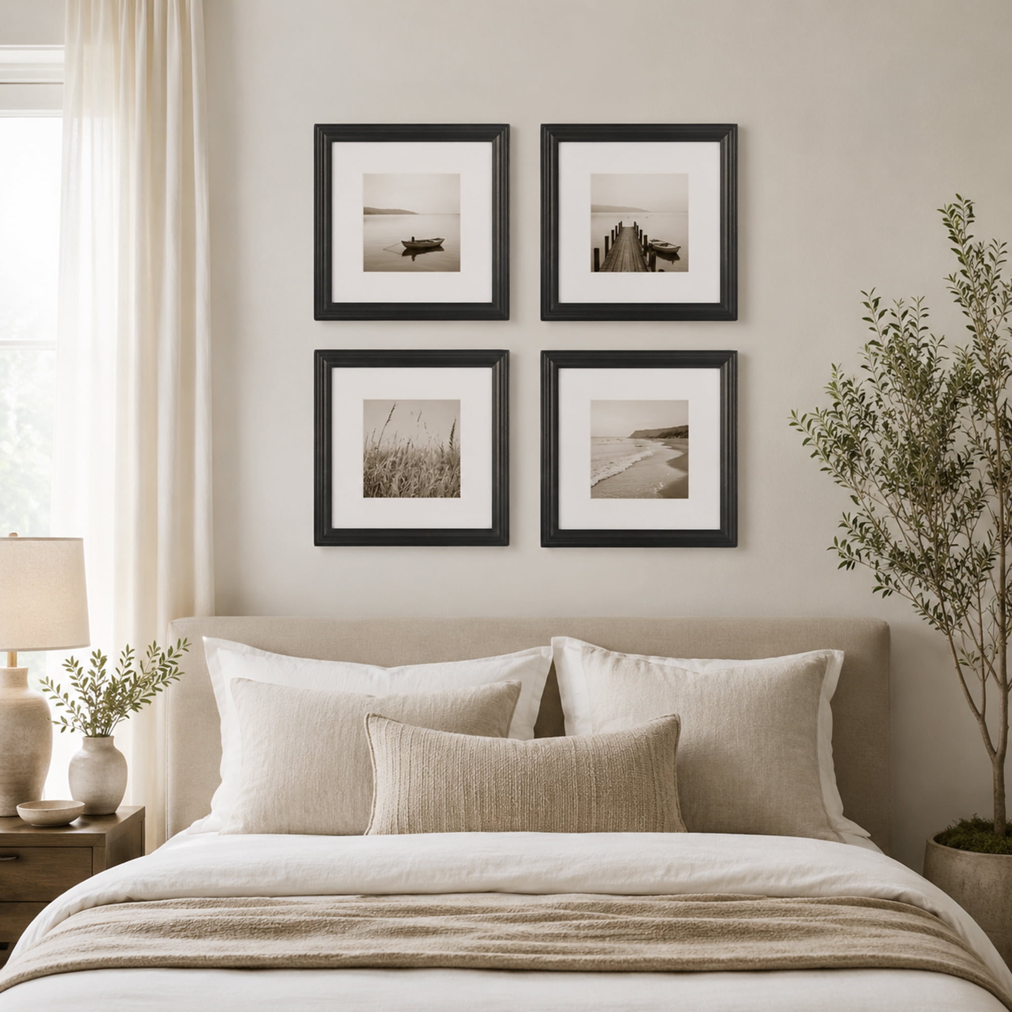 FungYuan 12x12 Matted 8x8 Picture Frame Set of 4 for Gallery Wall Photos,Black