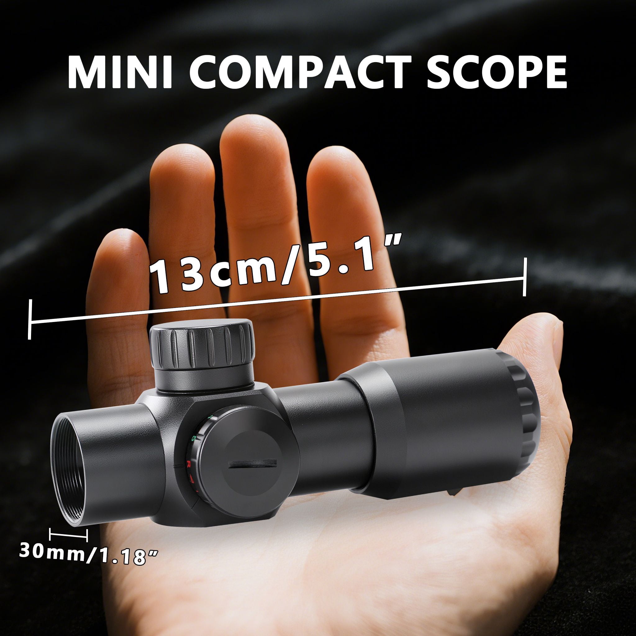 Rifle Scope 3X28, Compact Scope, for Crossbows and Rifles, with Red/Green Illuminated Reticle, Green Lens, Fast Focus Eyepiece, 30mm One-Piece Tube