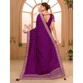 thumbnail image 2 of Beautiful Designer Vichitra Silk Sari Blouse Indian Bollywood Wedding Wear Saree Wine size 36, 2 of 5