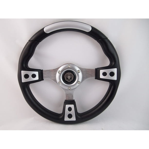 YAMAHA GOLF CART & POLARIS RHINO SILVER steering wheel W/ Chrome