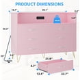 thumbnail image 2 of WALYWIK Pink Bedroom Dresser with Electrical Outlet and LED Lights, 6 Drawer Wooden Dresser with 2 Open Shelves, Contemporary Double Wide Drawers, Suitable for Living Room, Entry Way Stand, 2 of 7