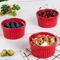 thumbnail image 3 of 4 x 4 x 2.1" 8 oz Ceramics Baking Bowls, Set of 8, Porcelain Dipping Sauce Bowls, for Baking, Pudding, Dessert, Porcelain Souffle Dish, Ice Cream, Red, 3 of 7
