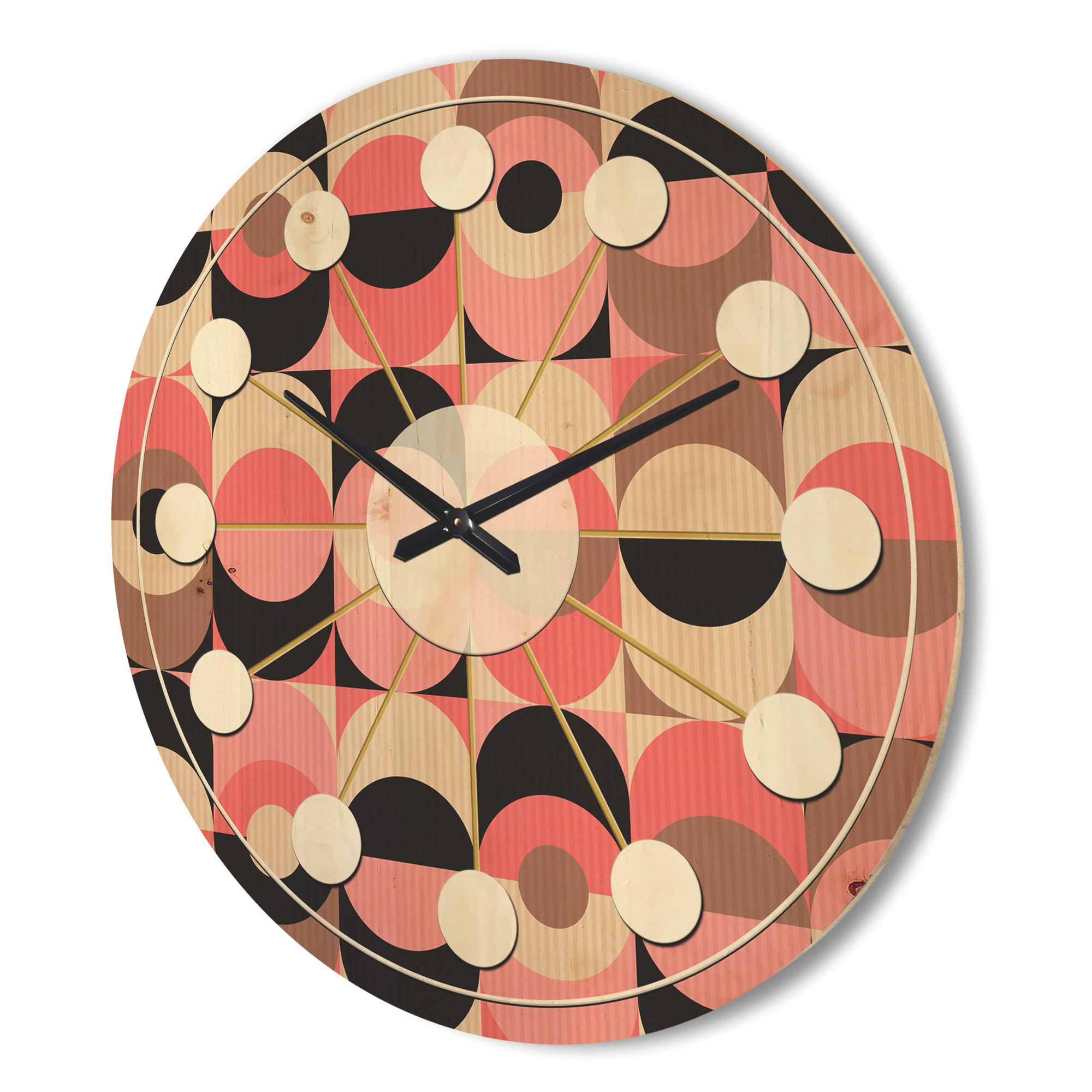 Designart 'Geometrical Retro Design XI' Mid-Century Modern Wood Wall Clock