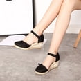 thumbnail image 3 of Modisza Closed Toe Wedge Sandals for Women Elastic Ankle Strap Platform Espadrilles Low Heel Walking Shoes for Summer Outdoor Black 5, 3 of 7