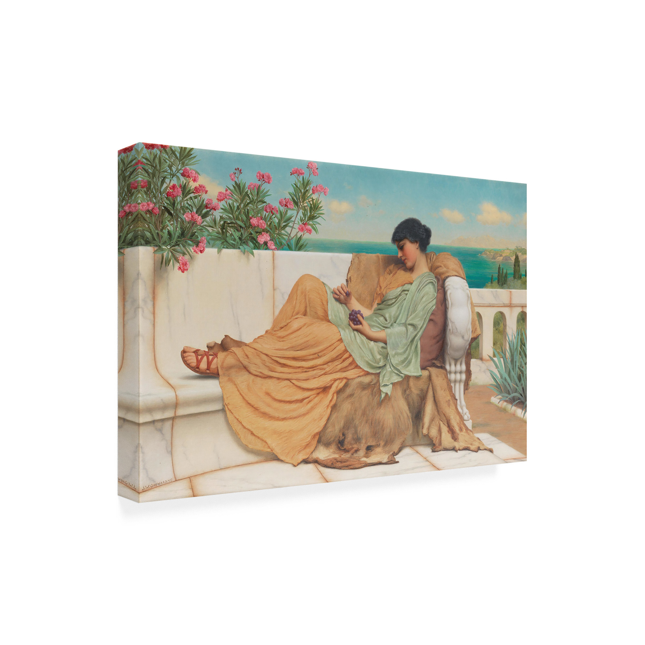 Canvas Wall Art - Masters Collection 'Sweet Idleness III John William Godward' Wall Art for Living Room, Bedroom, or Office Décor by Trademark Fine Art - 19 x 12 Inches