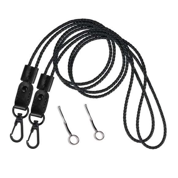 2 Pack of Lanyard, Leather Braided Badge Lanyard for ID Card Holder Keys Office Adjustable Lanyard with Strong Metal Clasp Keychain Holder Neck Strap for Men& Women