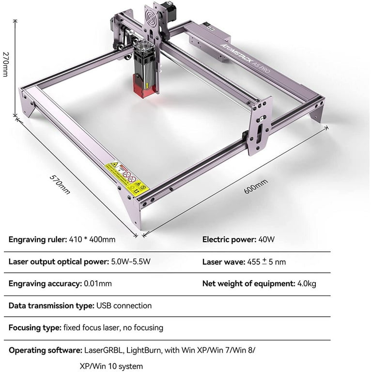 ATOMSTACK A5 PRO 40W Engraver Master Engraving Machine,DIY Marking Machine，Optical  Power 5.5W,410x400mm Engraving Area 