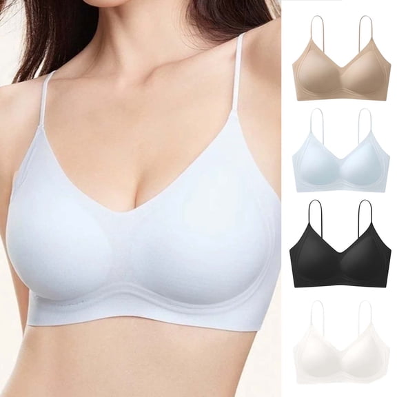 DDAPJ pyju Jelly Bras for Women 2026 No Underwire Wireless Tshirt Bra Push Up Seamless Bralettes Black L
