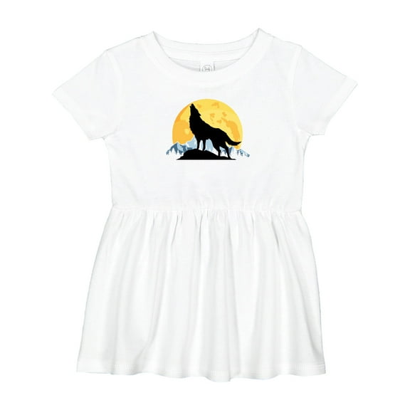 Inktastic Wolf Wilderness Mountains Moon Girls Baby Dress