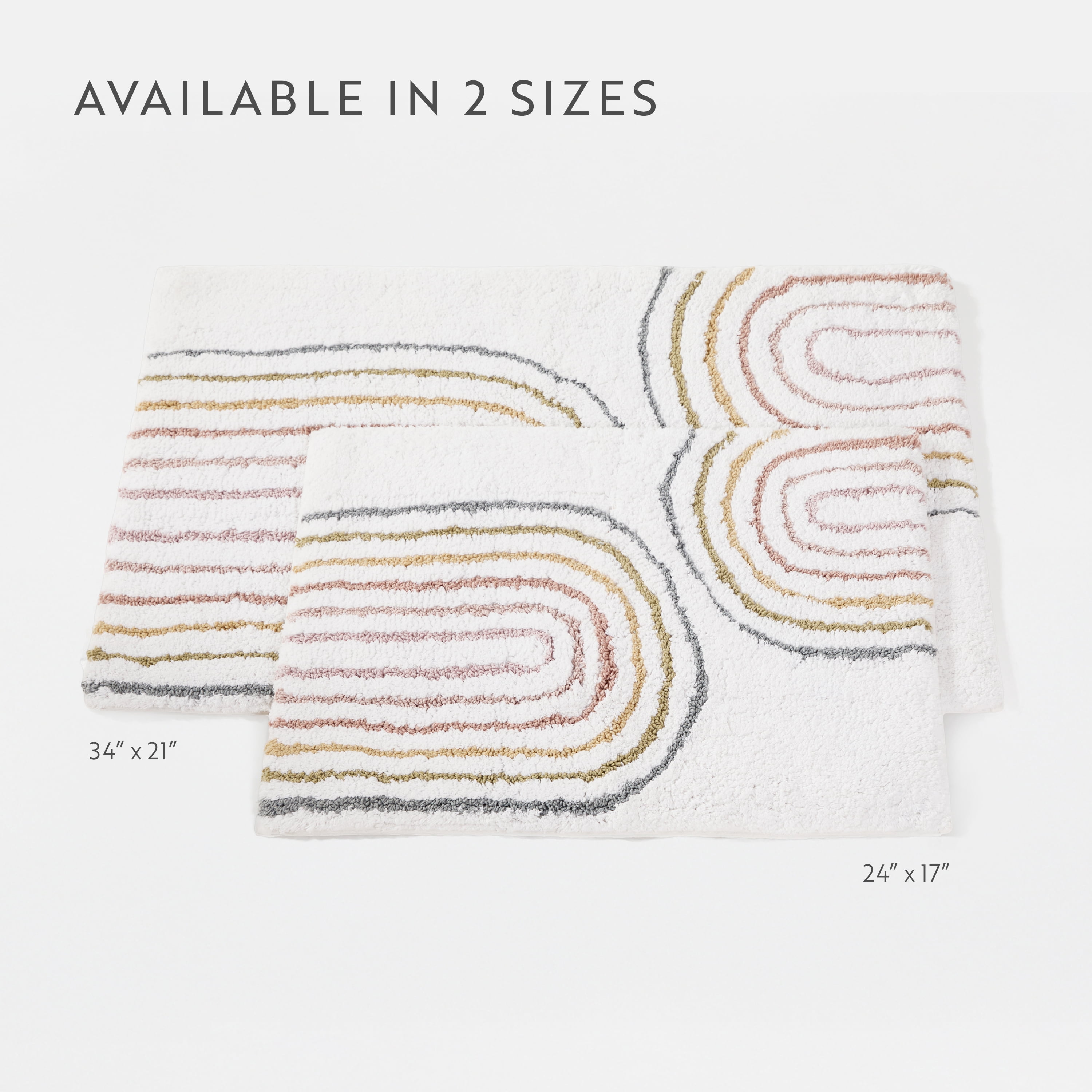 100% Cotton Modern Patterned Bath Mat by Comfort Canopy, White Geometric, 24" x 17"